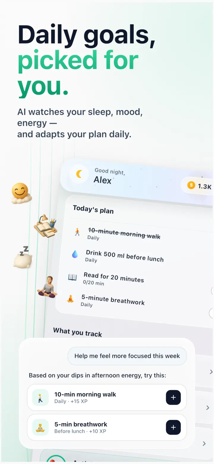 Yesil Health daily challenges tailored to the user