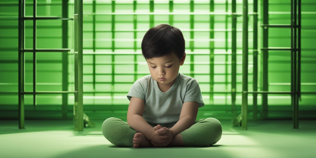 Child exhibits symptoms of Munchausen Syndrome by Proxy with a subtle green background representing growth and hope.