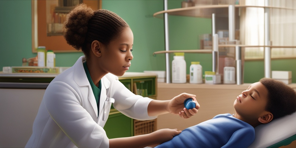 Child taking medication or undergoing treatment for Juvenile Rheumatoid Arthritis, with supportive caregiver in the background.