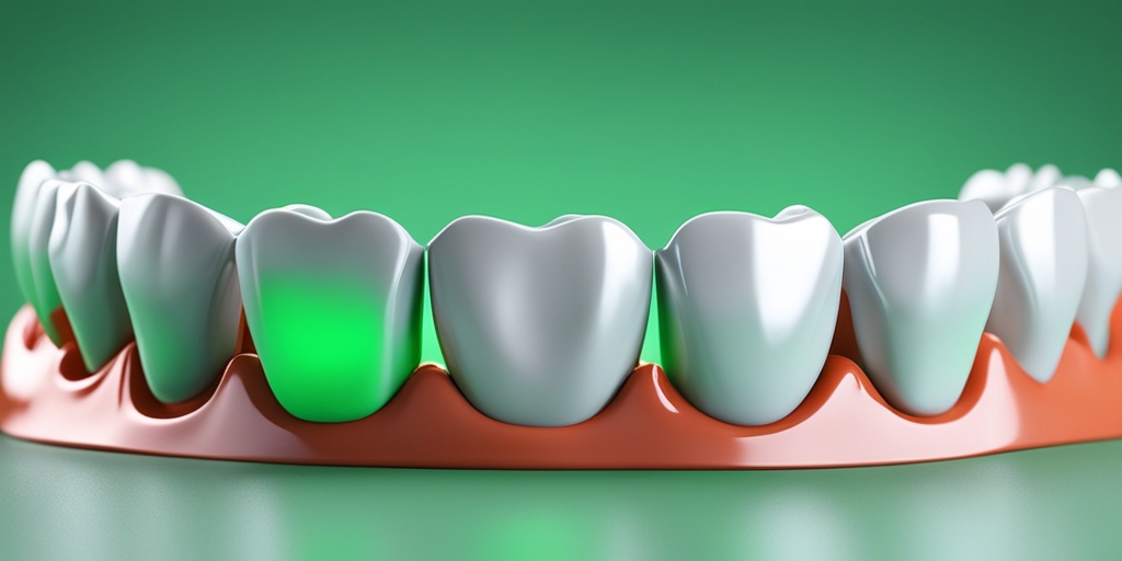 Person undergoing orthodontic treatment with braces or clear aligners on a subtle green background.
