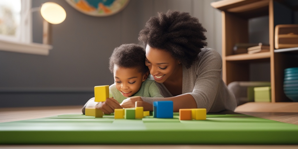 A warm scene of a parent and child engaging in a fun, structured activity, promoting effective parenting strategies for Pediatric ADHD.