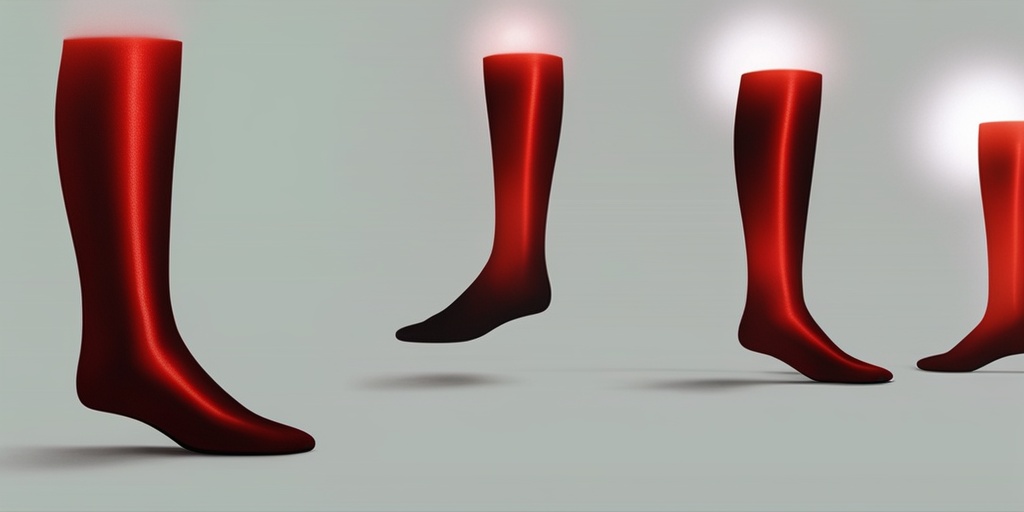 Person's legs with warm, red glow, symbolizing burning sensation, on a soft green background.
