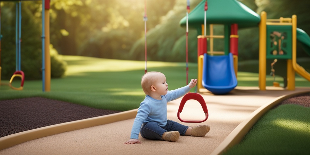 Child with Noonan Syndrome crawling in a park with supportive caregiver