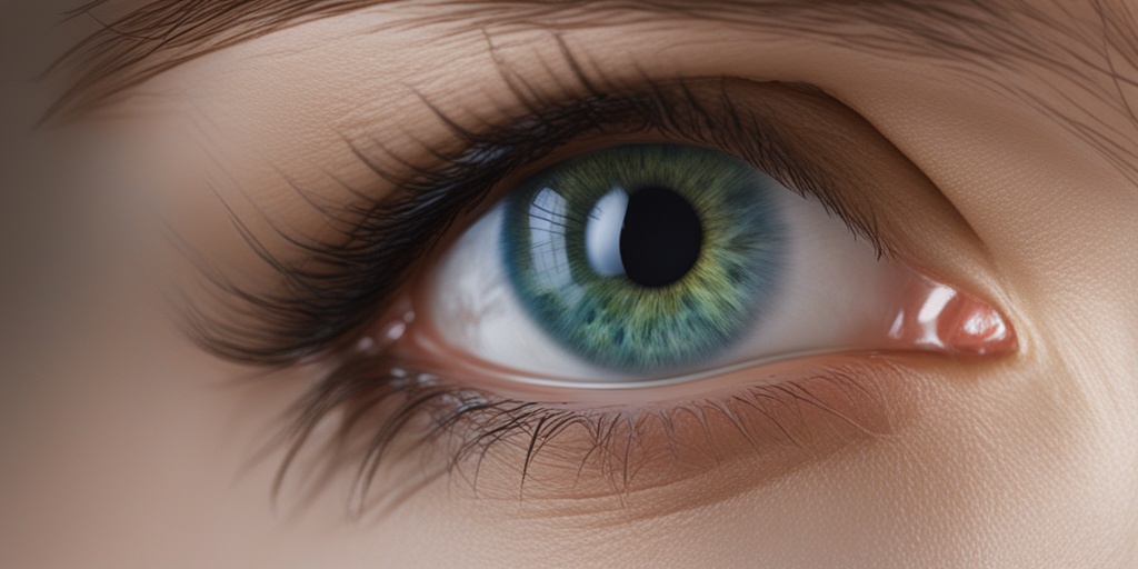 Close-up of an eye with ectropion symptoms like excessive tearing and redness.