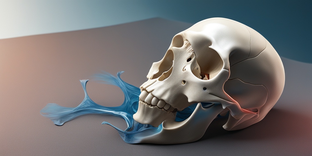 Cross-sectional view of human hip joint showing avascular necrosis with lack of blood vessels and bone death.