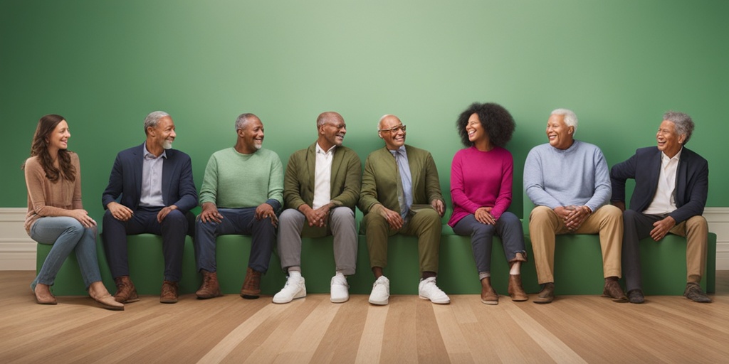 Diverse group of people representing cochlear implant candidates on a green background.