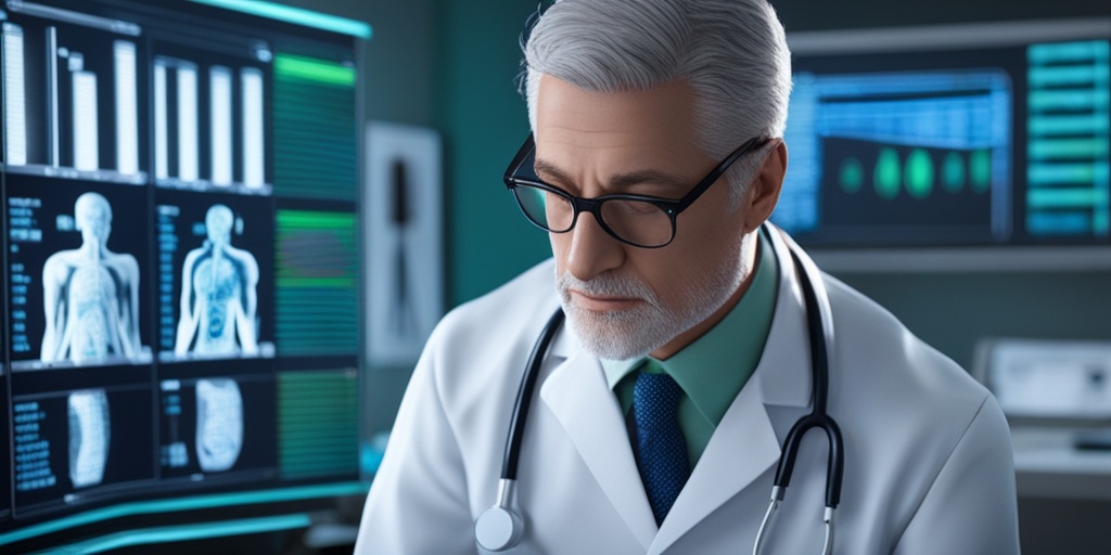 Doctor examining patient with stethoscope and medical charts for diagnosis