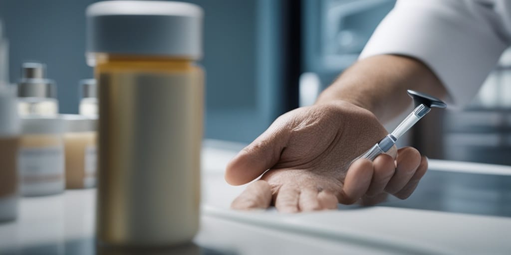 Doctor examining patient's skin for Lichen Annularis signs with medical tools