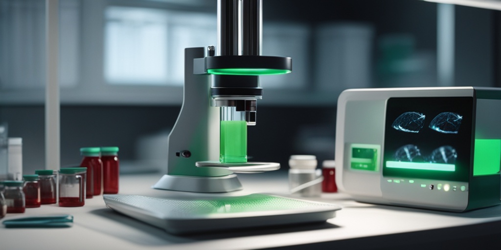 Doctor in a laboratory diagnosing Iron Deficiency Anemia with medical equipment and tests.