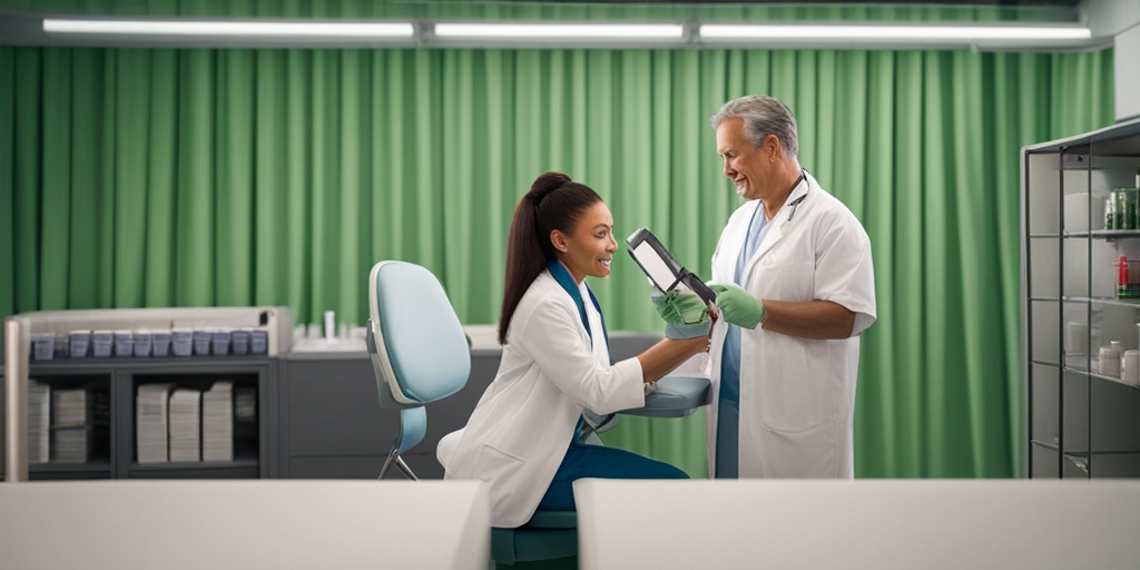 Healthcare professional conducting a physical examination for underactive thyroid diagnosis