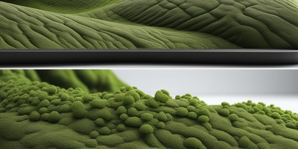 Highly detailed image of Lichen Sclerosus Type skin lesions and discoloration on a green background symbolizing hope.