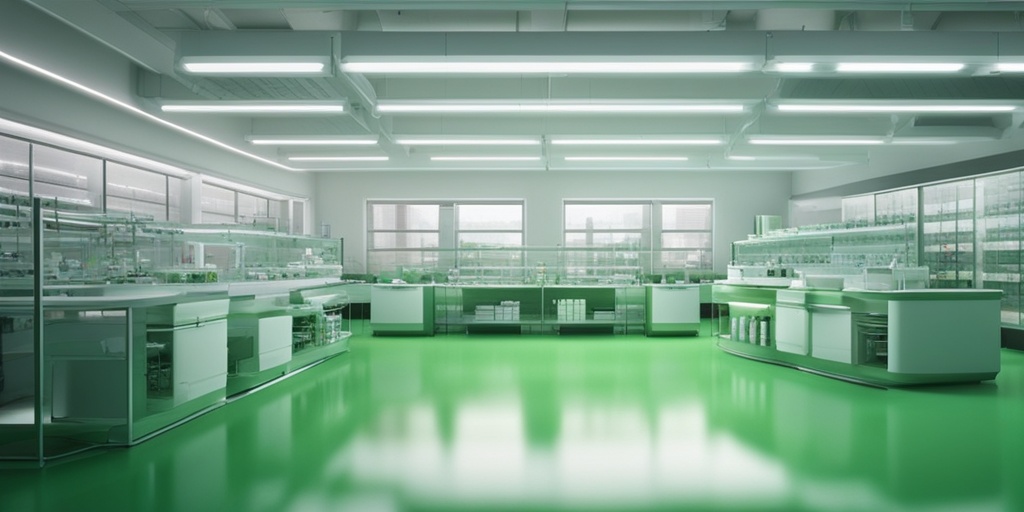 Laboratory scene illustrating causes of Giant Urticaria with medical equipment and calming green tone.