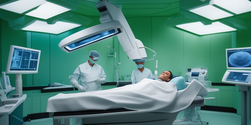 Surgeon performing Mohs surgery in sterile clinical environment with green background representing growth