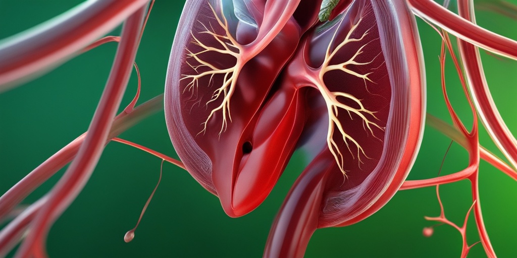 3D illustration of human kidney and blood vessels with subtle green background showing diabetes damage.