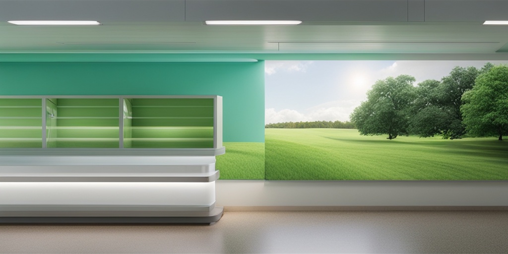 Child receiving bone marrow transplant or gene therapy in a hospital setting with calming green tones and medical professionals.