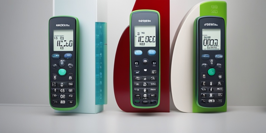 Collection of uniquely designed blood glucose meters on a clean white surface with subtle green background and harmonious lighting.