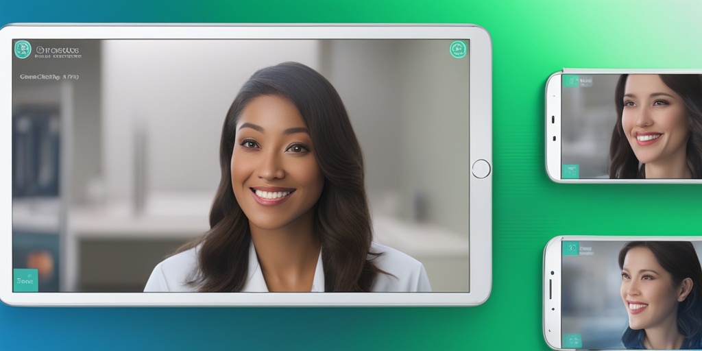 Doctor discussing treatment options with patient in consultation room with subtle green background.