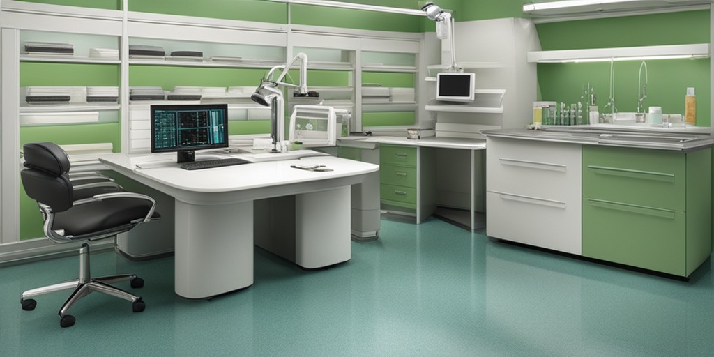 Doctor examining patient's wrist with medical tools and calming green tones