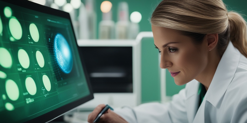 Doctor examining vaginal discharge sample under microscope, focused on diagnosis