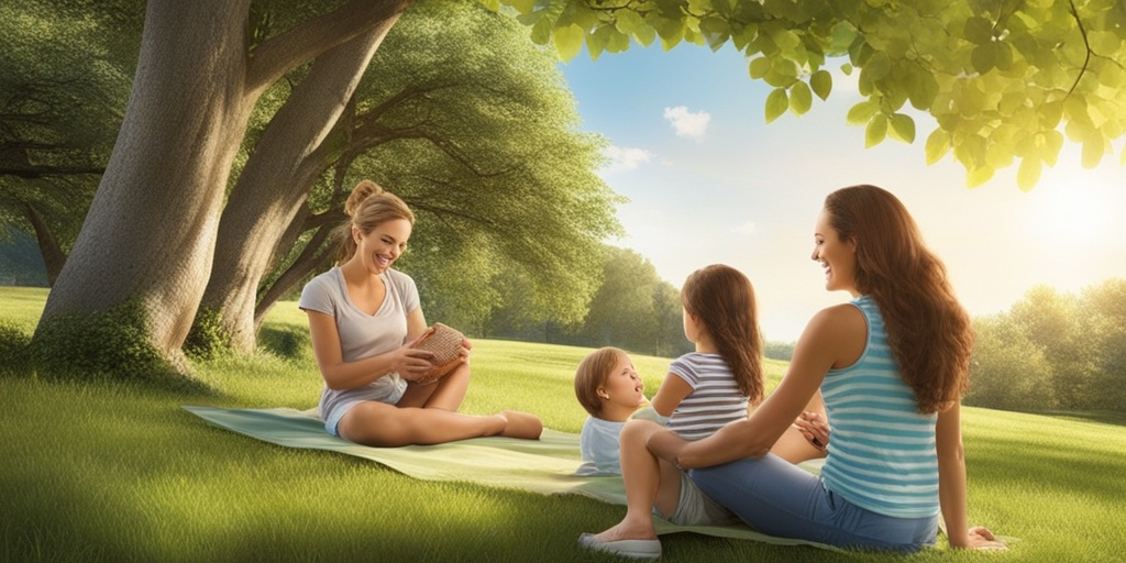 Happy family enjoys a sunny day outdoors, promoting prevention of Rickets and Vitamin D Deficiency.