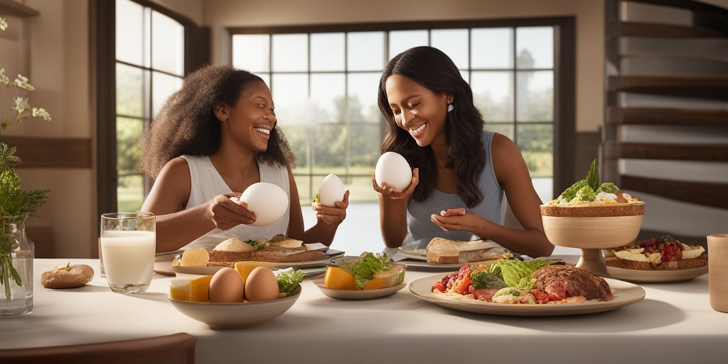 Happy person enjoying egg-free meal with friends and family in warm setting