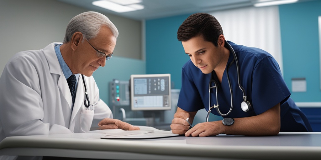 Healthcare professional examining a patient with Rapp Hodgkin Syndrome in a professional blue setting.