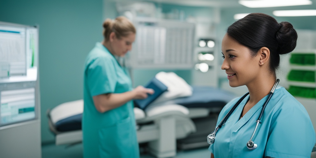 Healthcare professional examining medical imaging results for Fitz Hugh Curtis Syndrome diagnosis with subtle blue and green tones.