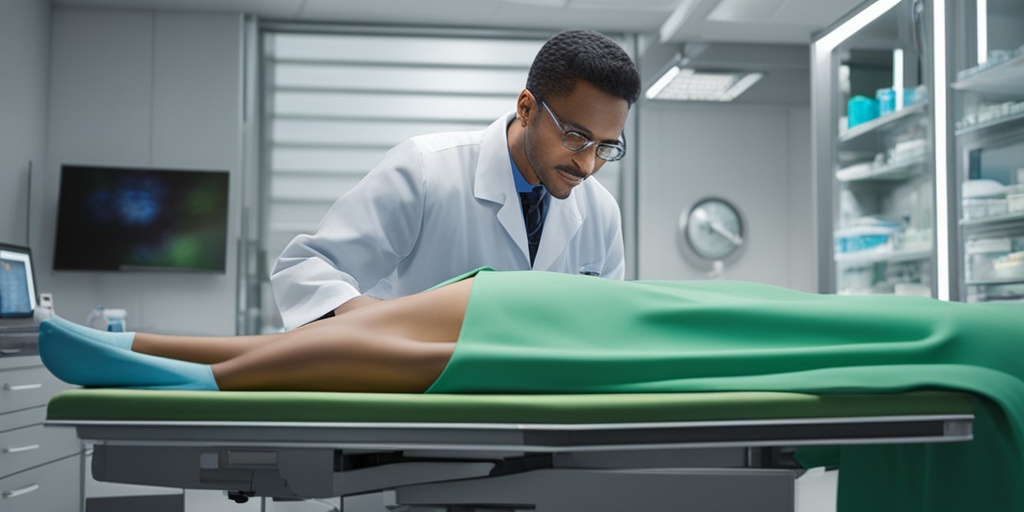 Healthcare professional performing lumbar puncture on a patient, illustrating Meningococcal Meningitis diagnosis.