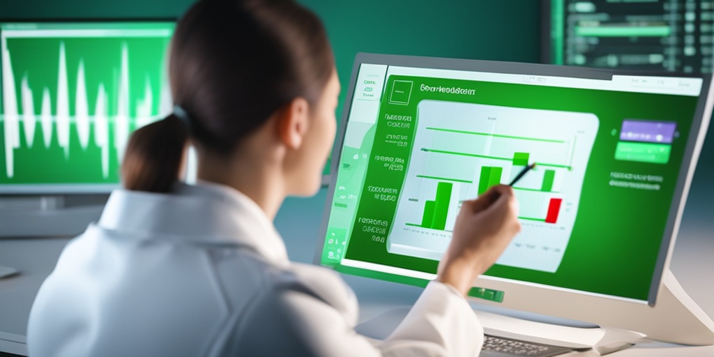 Healthcare professional reviewing patient's high potassium levels blood test results on computer