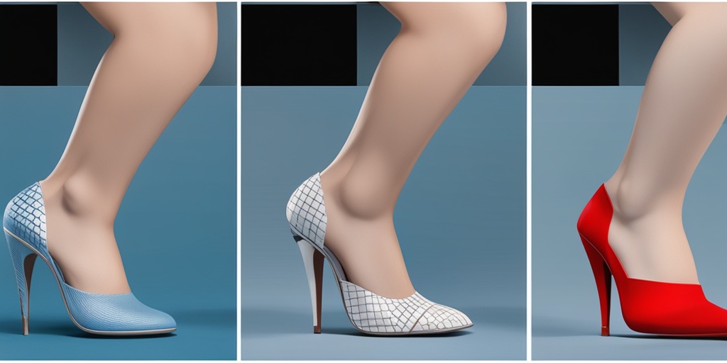 Older adult wearing high heels with subtle blue background and grid pattern, highlighting risk factors for toe deformities.