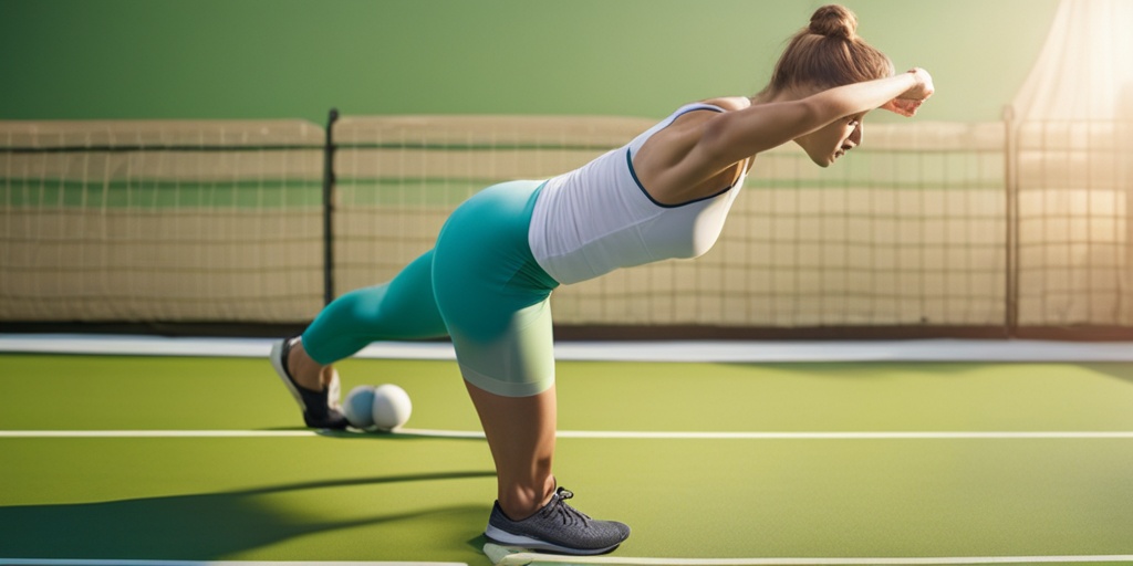 Person performing exercises to alleviate Tennis Elbow with yoga mat and dumbbell against a green background.