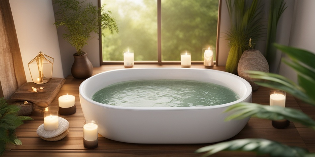 Person relaxing in oatmeal bath, surrounded by candles, showcasing home remedies for Lichen Urticatus.