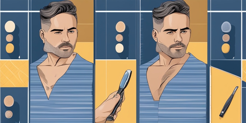 Person shaving with correct techniques, such as exfoliating and shaving in the direction of hair growth, on a subtle blue background.