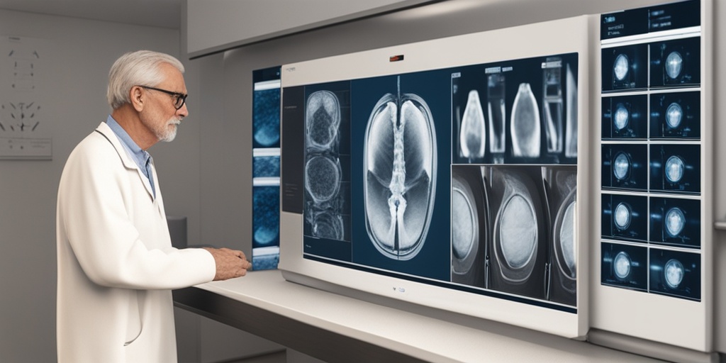 Person standing in front of X-ray or MRI scan, highlighting potential complications of Rheumatoid Arthritis, conveying caution and awareness.