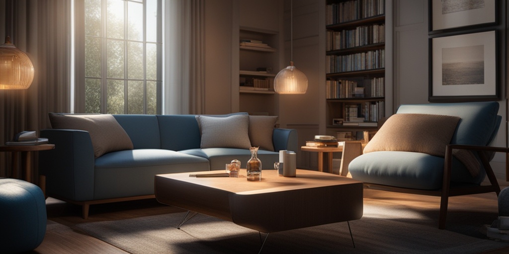 Person surrounded by educational materials and insulin devices in cozy living room.