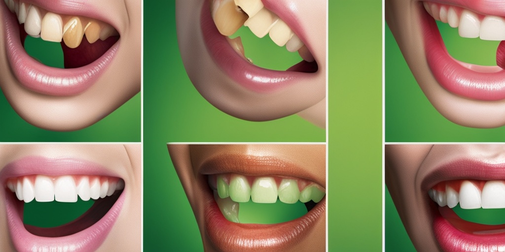 Person wincing in pain due to tooth decay, with subtle green tint and faint grid pattern background.