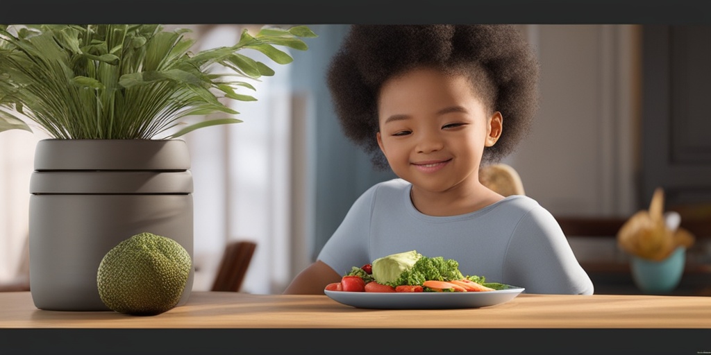 Person with Prader-Willi Syndrome enjoying a healthy meal in a warm and inviting setting