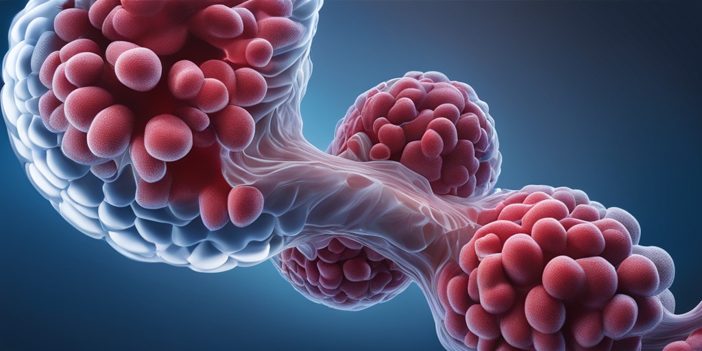 Risk factors and causes of bowel obstruction, including tumor, adhesions, and inflammatory bowel disease, illustrated in a 3D rendered image.