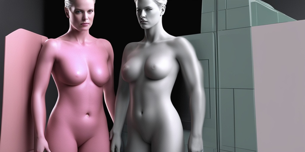 Side-by-side comparison of breast cancer presentation in a man and woman, highlighting differences in tumor size and location.