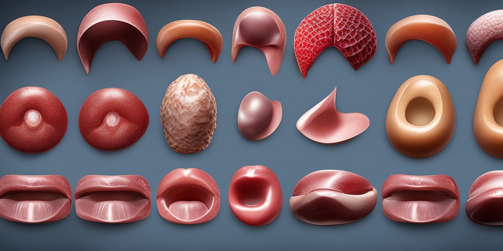 Split-screen image of different tongue cancer types, including squamous cell carcinoma and lymphoma.