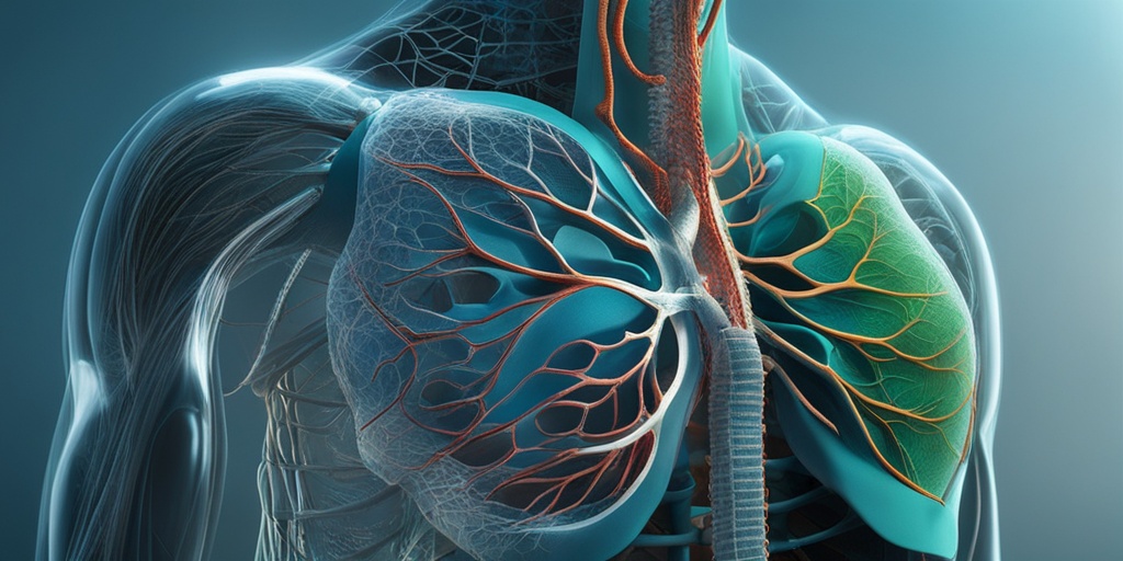 Transparent human torso with lungs and surrounding tissues visible, illustrating Interstitial Lung Disease complexities.