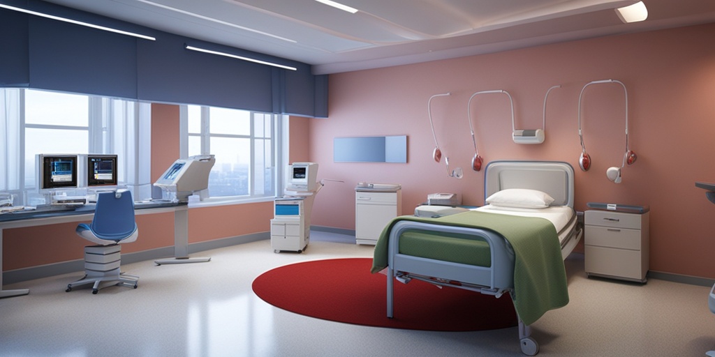 Treatment options for arrhythmia, including medication and implantable devices, in a modern hospital room.