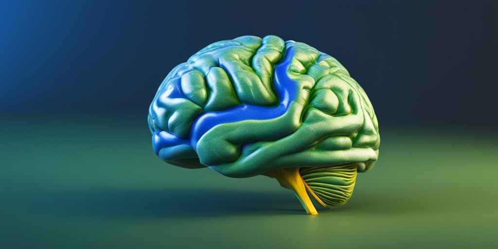 3D brain model highlighting affected regions, representing genetic mutations and environmental factors causing Degenerative Chorea.