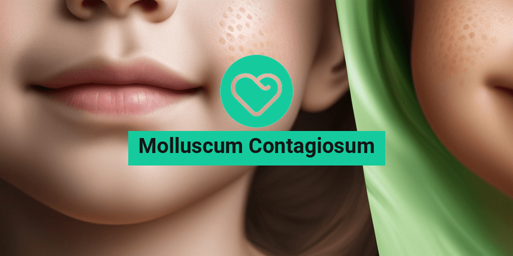 Childs-skin-with-Molluscum-Contagiosum-showcasing-small-round-flesh-colored-bumps-with-dimples-on-a-subtle-green-background • Yesil Health AI
