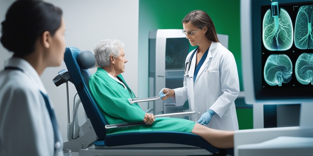 Doctor examining patient with Giant Axonal Disease using advanced diagnostic tools.