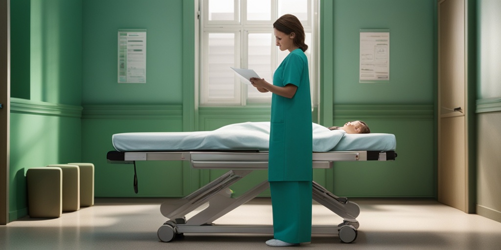 Doctor reviewing medical records with patient in a calm clinical setting, symbolizing hope and trust.