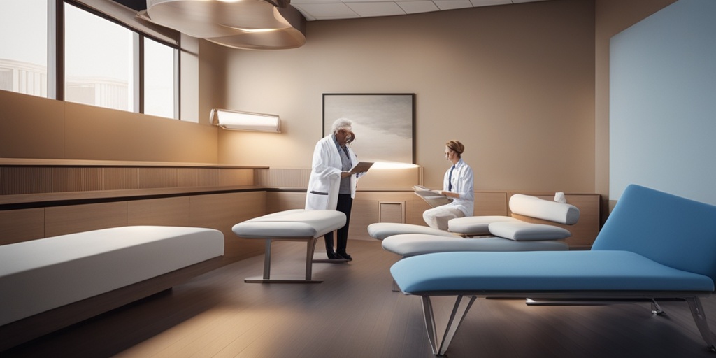 Doctor sitting across from patient, with subtle blue background, conveying trust and professionalism during diagnostic process.