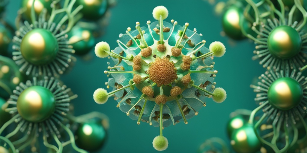 Interconnected Coronavirus types in circular pattern, showcasing complexity and diversity.