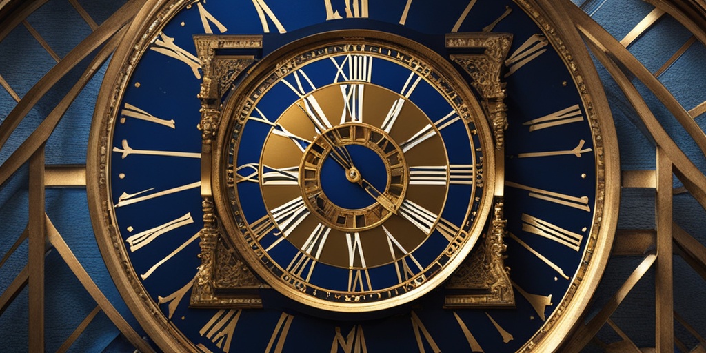 Ornate clock face marking significant dates and events of the Black Death pandemic timeline.