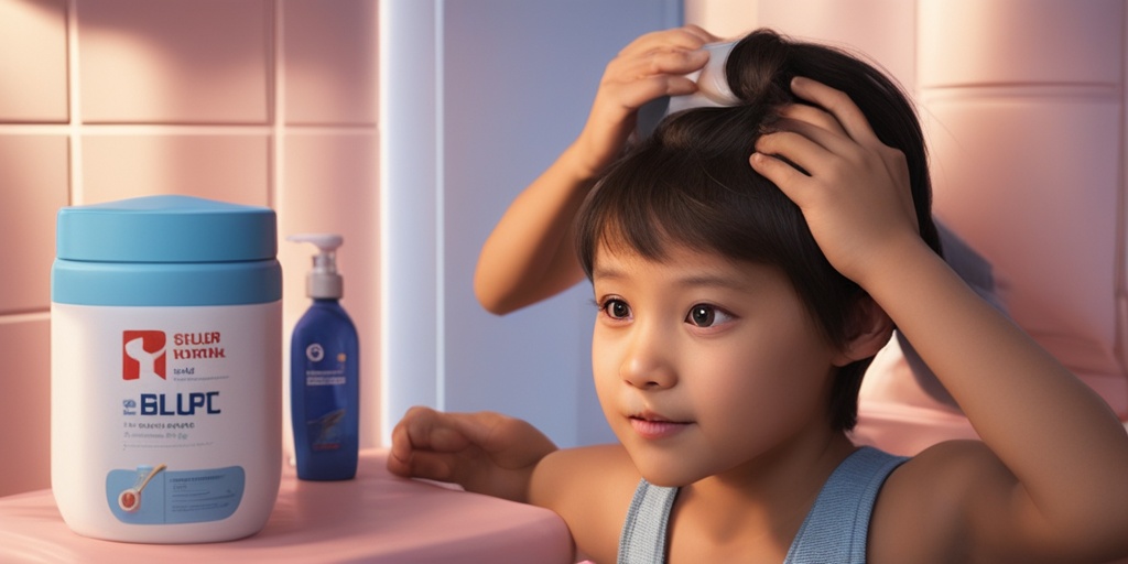 Parent checking child's hair, conveying concern, with subtle blue background, emphasizing prevention and control measures.